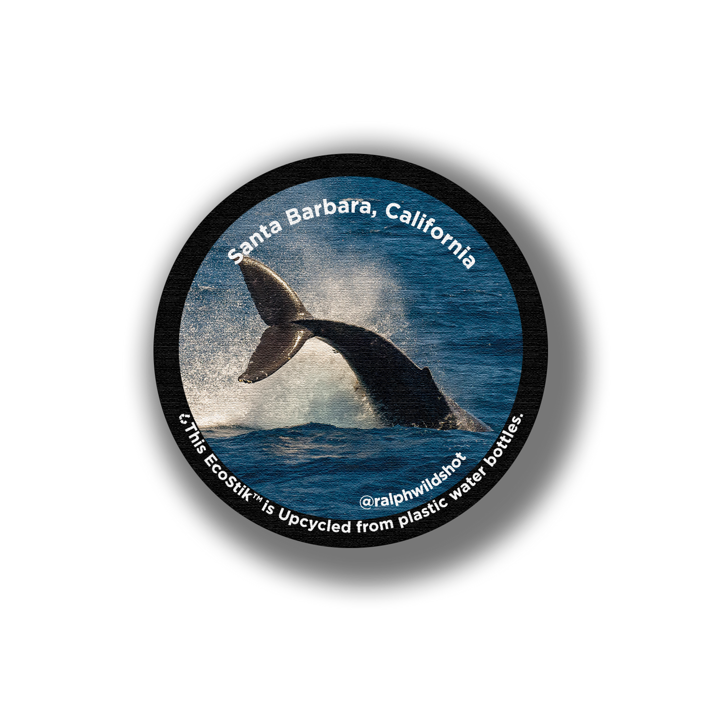 3" x 3" Santa Barbara Whale EcoStiks® Sticker Patches - Bulk