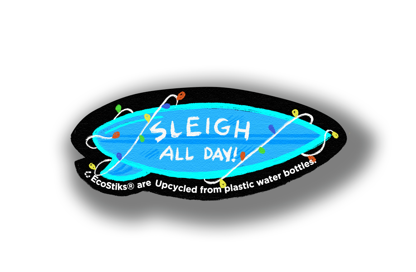 2" x 3" Sleigh All Day Surfboard EcoStiks® Sticker Patches- Retail